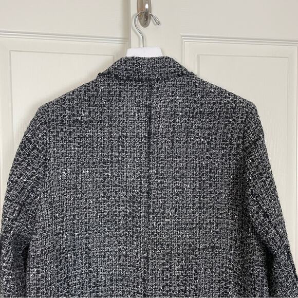 Theory Piazza Noelle Black Tweed Fringe Trim Blazer - Picture 9 of 14